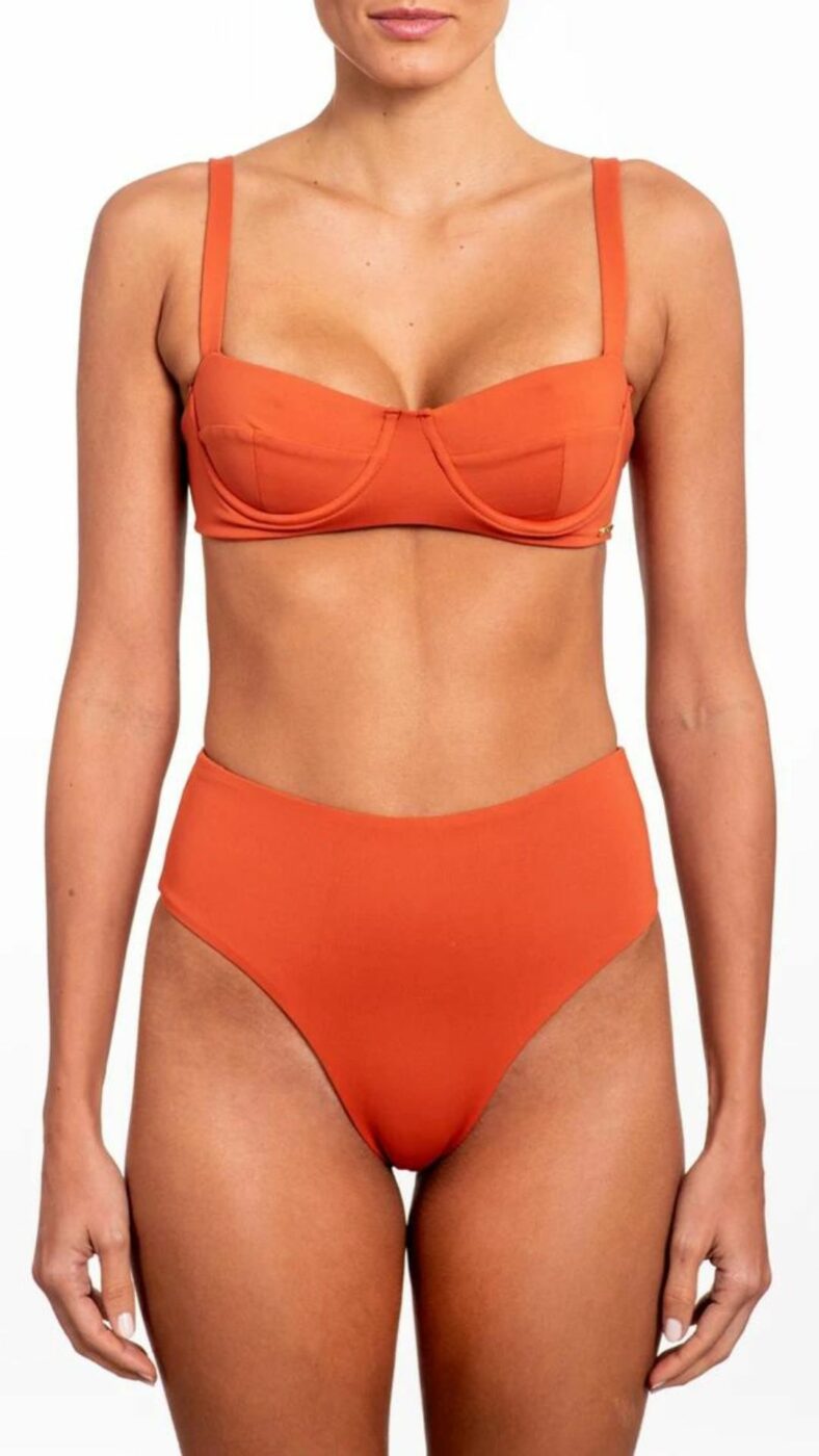 top de biquini meia taã laranja bronze basickini